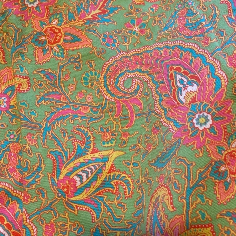 Lauren Ralph Lauren Paisley Pants Green Stretch Cotton Size 12 - Picture 3 of 5